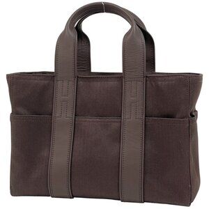 Hermes Acapulco PM Tote Bag H Logo Handbag Toile Chevron Brown